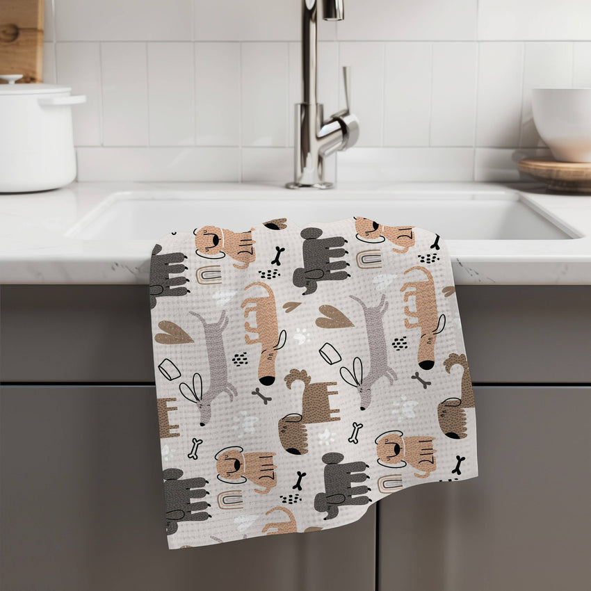 Dog Breeds Puppy Retro Bone Decor Kitchen Towel Pet Groomer