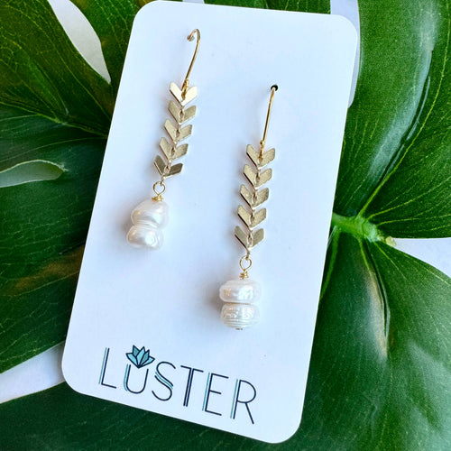 Brass + Pearl Lightweight Statement Earrings