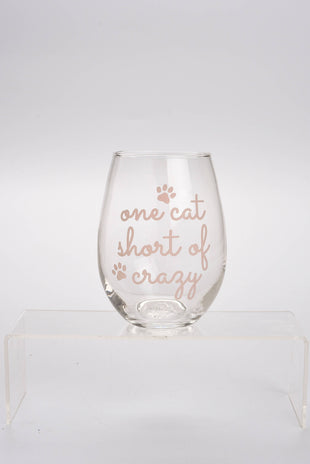 SALE Wine Glass, One Cat Short