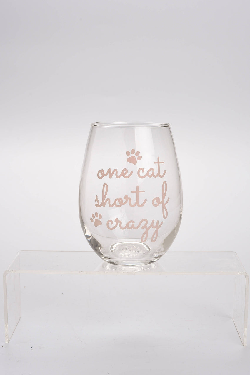 SALE Wine Glass, One Cat Short