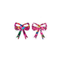 Bow Studs - Pink Sparkle  // Christmas, Holiday, Earrrings