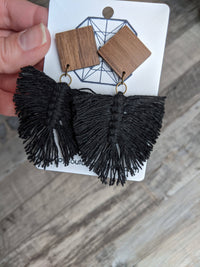 Wood Feather Post Earrings