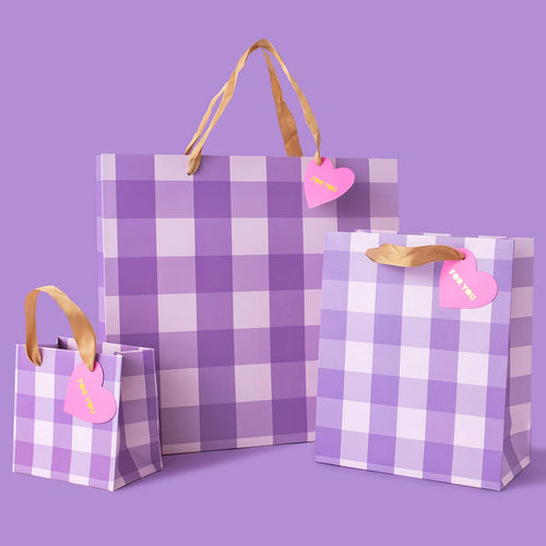 Gift Bags - Purple Gingham - Small