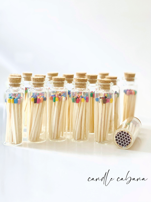 Color Tip Matches in Glass Corked Vial  - 25 CT - Striker