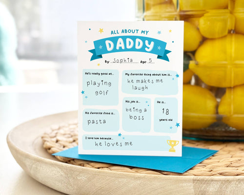 All About My Daddy - Fill in Card - Dad Birthday Card, All About Daddy Father's Day, Best Seller