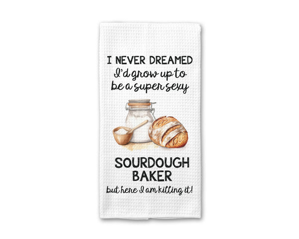 Funny Sourdough Dish Towel Waffle Weave Kitchen Bread Baking