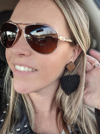 Wood Feather Post Earrings
