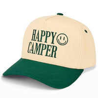 HAPPY CAMPER Letter Embroidered on Two Tone Trucker Hat