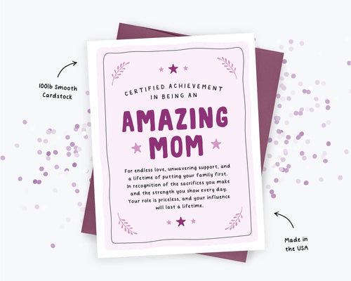 Amazing Mom Certificate - Mother's Day Card, Amazing Mom, Award, Certificate Card