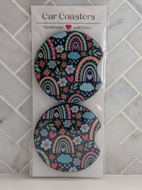 Car Coasters | Boho Rainbow Car Coasters