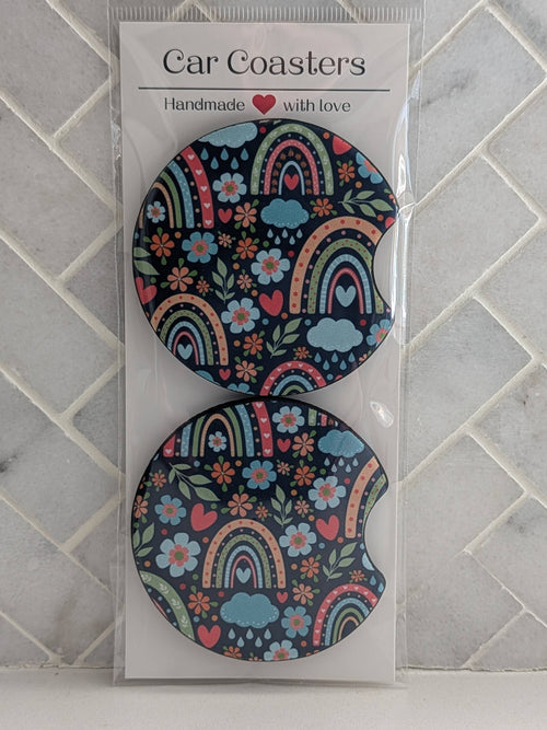 Car Coasters | Boho Rainbow Car Coasters