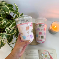 Pastel Book Lover Iced Coffee Sleeve – Trendy Drink Sleeve