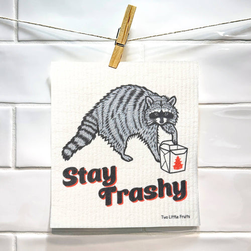Stay Trashy | Funny Raccoon Swedish Dishcloth