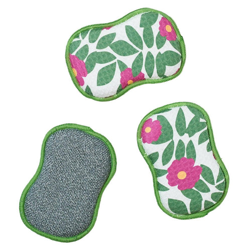 RE:usable Sponges (Set of 3) - Fun Summer Beach Roses Pattern