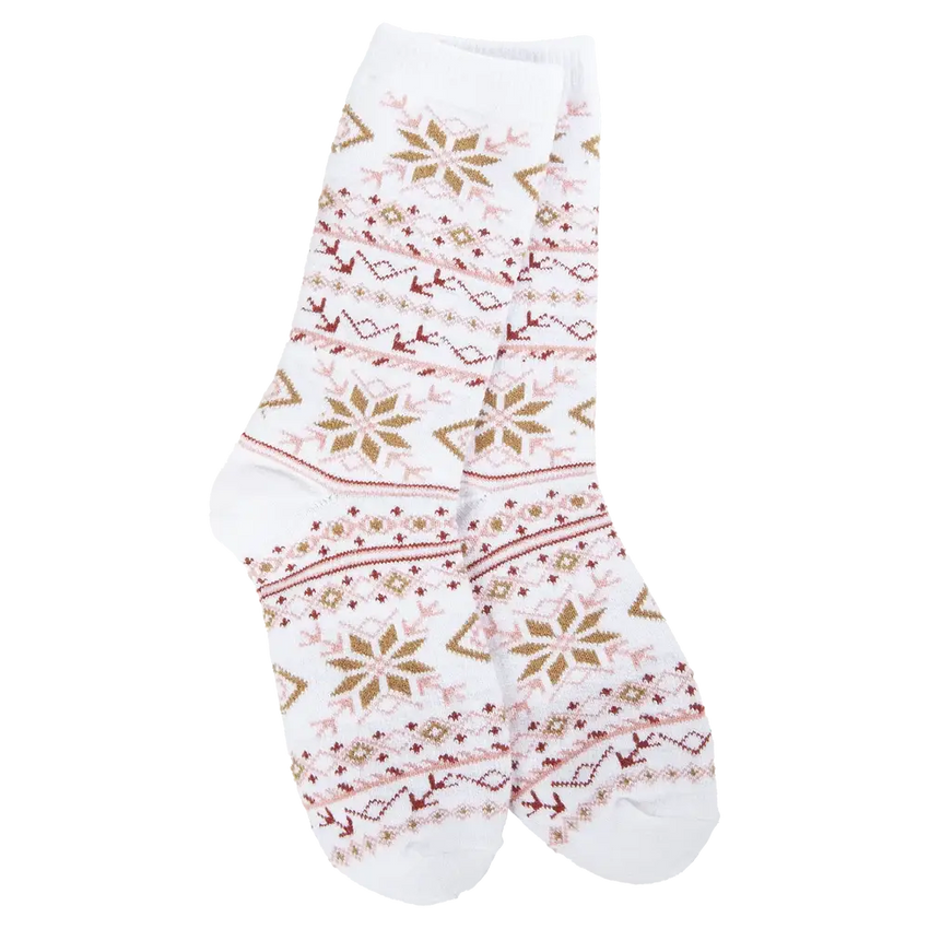 World's Softest Socks | Fair Isle White Mini Crew