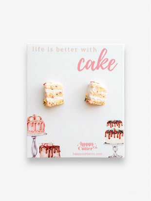 Funfetti Sprinkled Cake Clay Stud Earrings | Bakery Gift