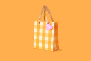 Gift Bags - Orange Gingham - Medium