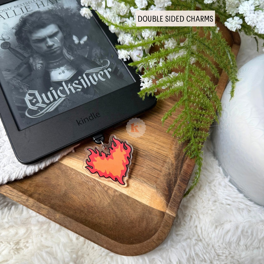 Fire heart Fantasy Kindle Charm, Kobo Kindle Accessories