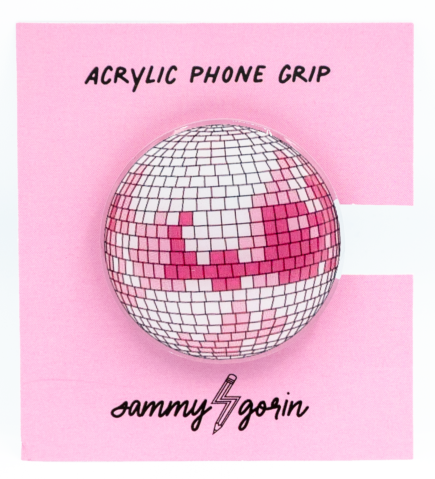 Pink Disco Ball Acrylic Phone or Kindle Grip