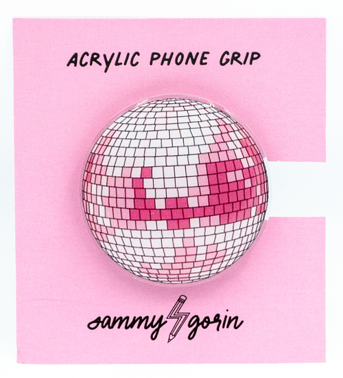 Pink Disco Ball Acrylic Phone or Kindle Grip
