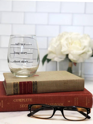 Short Story, Long Story 15 oz Stemless Wine Glass