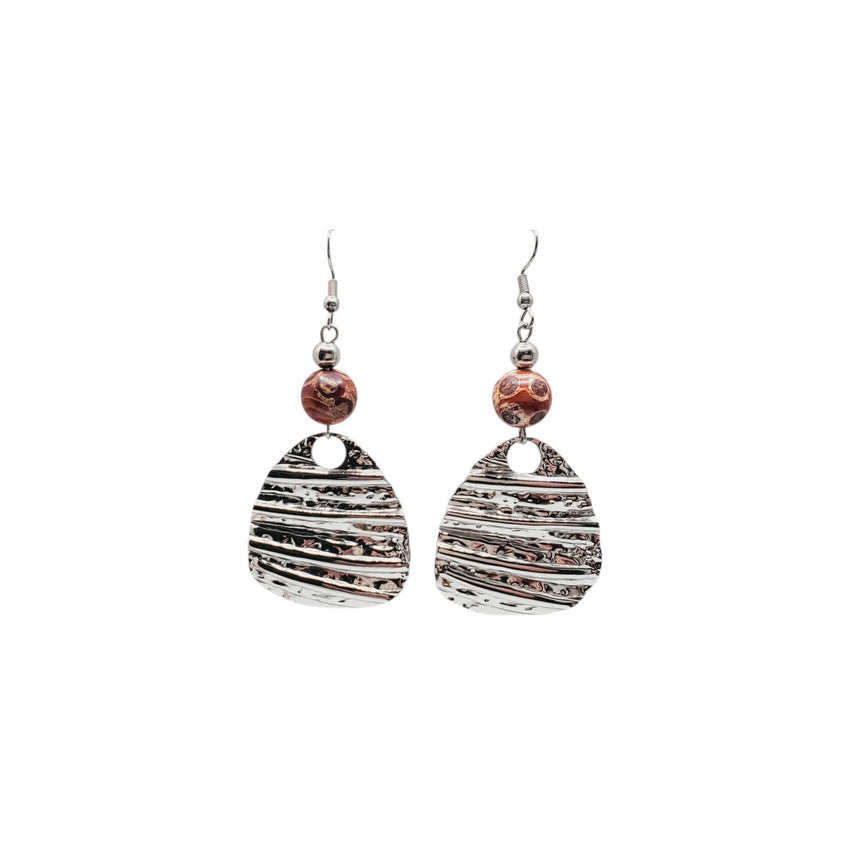 Fire Molten Agate & Stainless Earrings