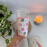 Pastel Book Lover Iced Coffee Sleeve – Trendy Drink Sleeve