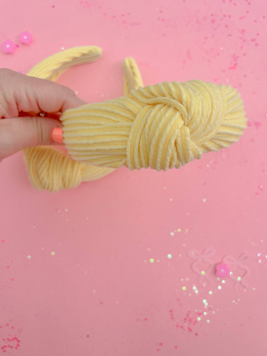 Butter Yellow Ribbed Knotted Headband