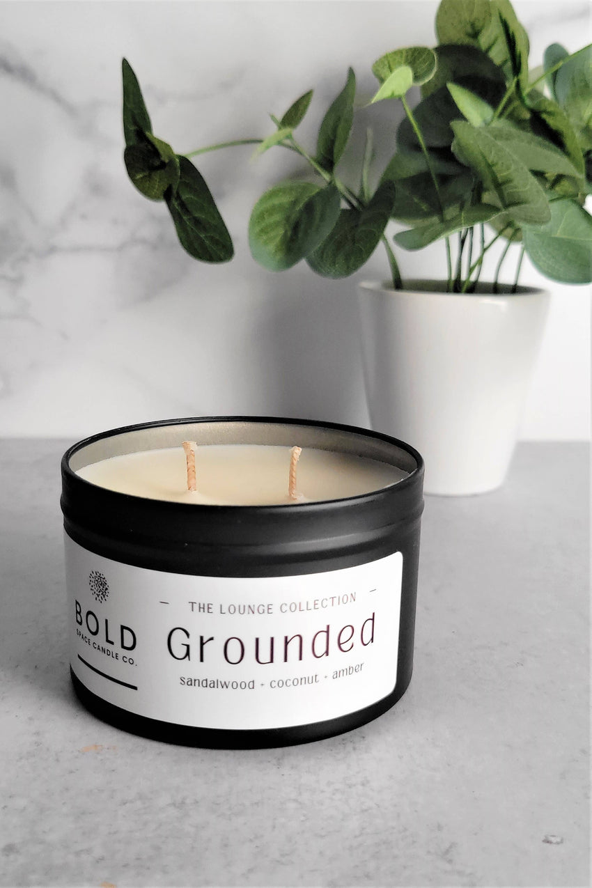 Grounded- Sandalwood + Coconut - 6 oz. Black Soy Candle