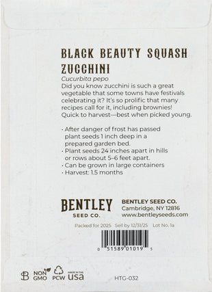 For the Garden | Seed Packets Zucchini-Black Beauty Squash 1957