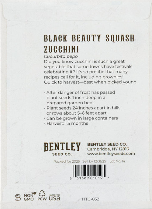 For the Garden | Seed Packets Zucchini-Black Beauty Squash 1957