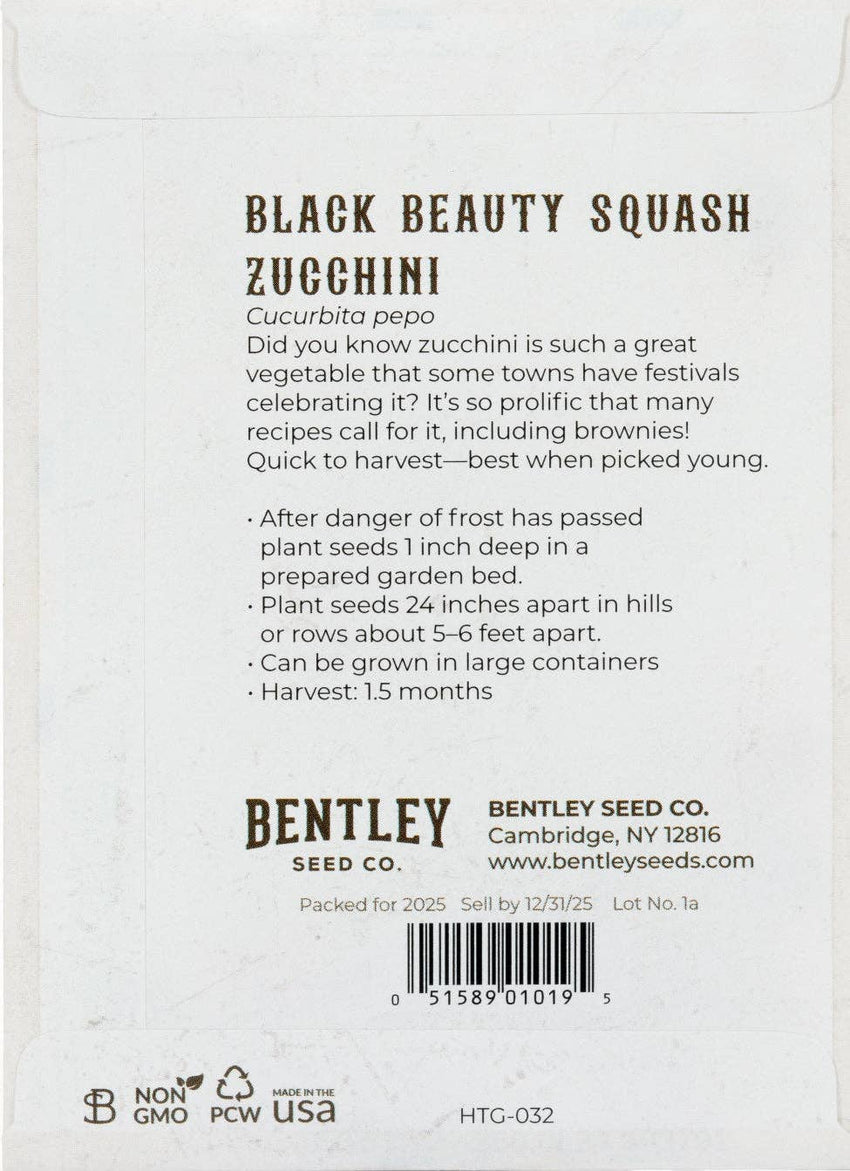 For the Garden | Seed Packets Zucchini-Black Beauty Squash 1957