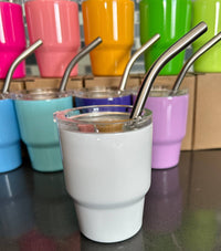 Tumbler Shot Glass with Metal Straw and Lid