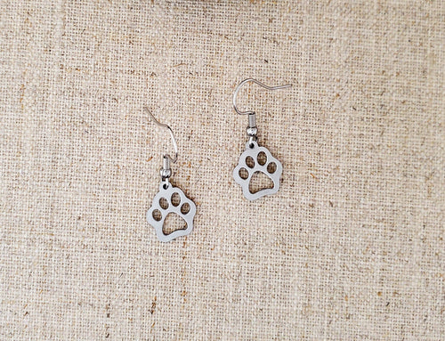 Stainless Steel Small Dog Paw  Earrings