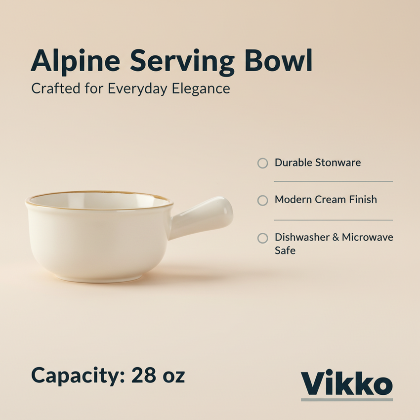 Vikko - Alpine, Serving Bowl for Soup or Stew, Cream, 26 oz