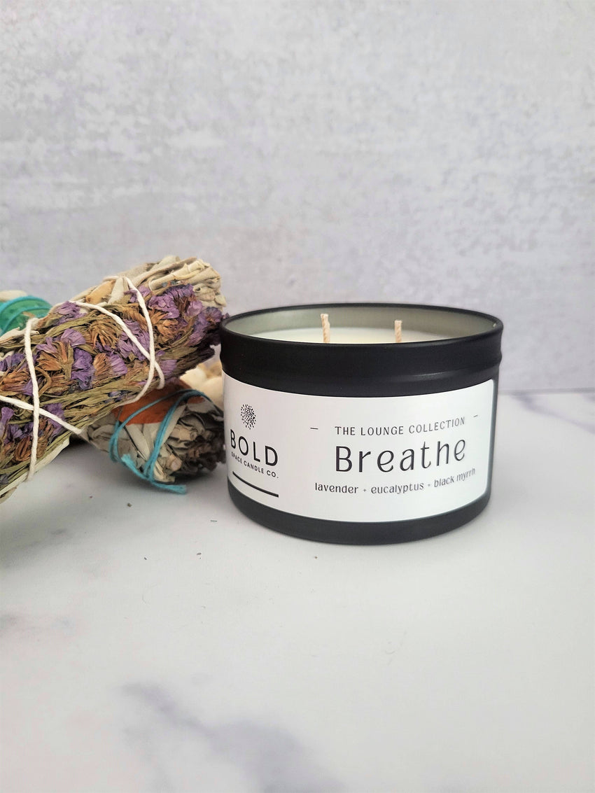 Breathe- Black Lavender & Eucalyptus - 6 oz. Soy Candle Tin