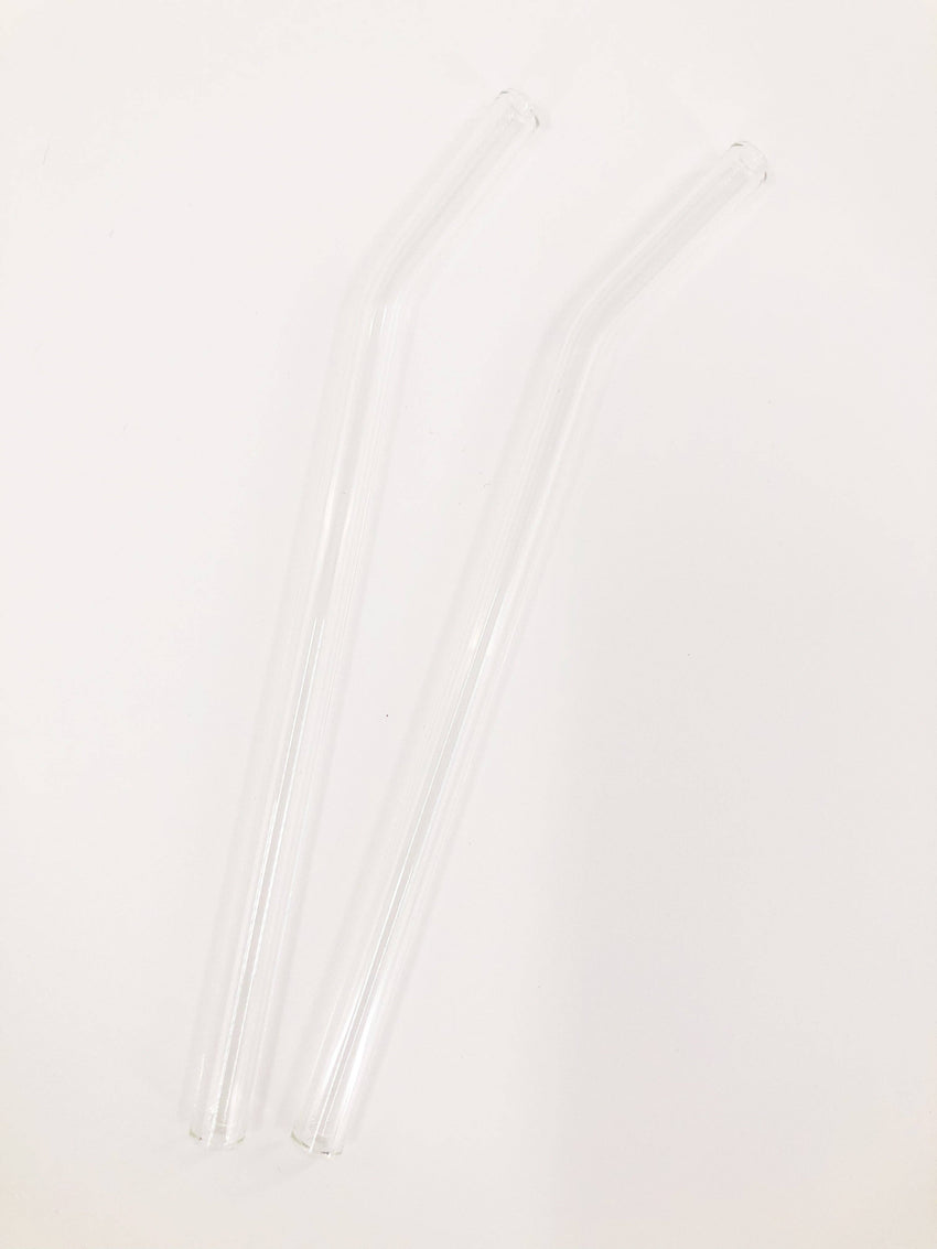 Clear Bent Reusable Glass Drinking Straw