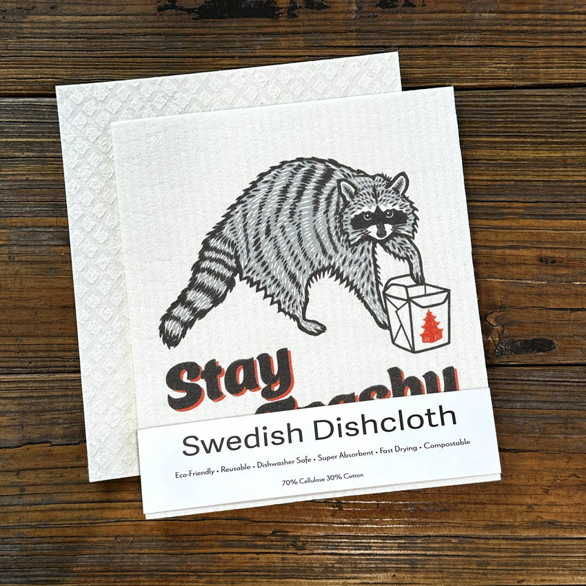 Stay Trashy | Funny Raccoon Swedish Dishcloth