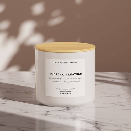 Tobacco + Leather Scented Candle, Made With Natural Coconut Wax