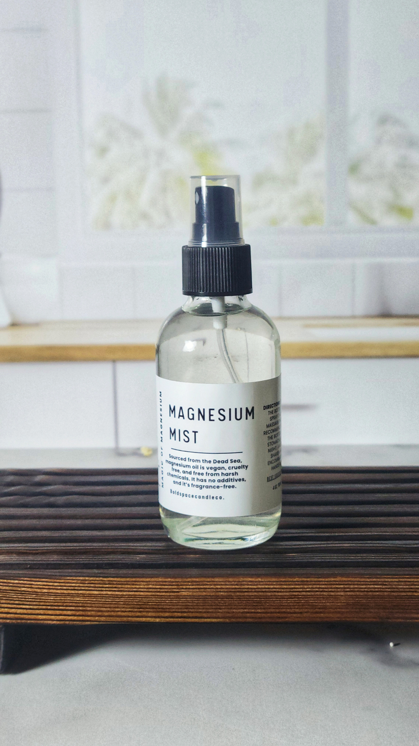 Magnesium Mist, Unscented, 4 oz. Glass Bottle, Wellness Gift