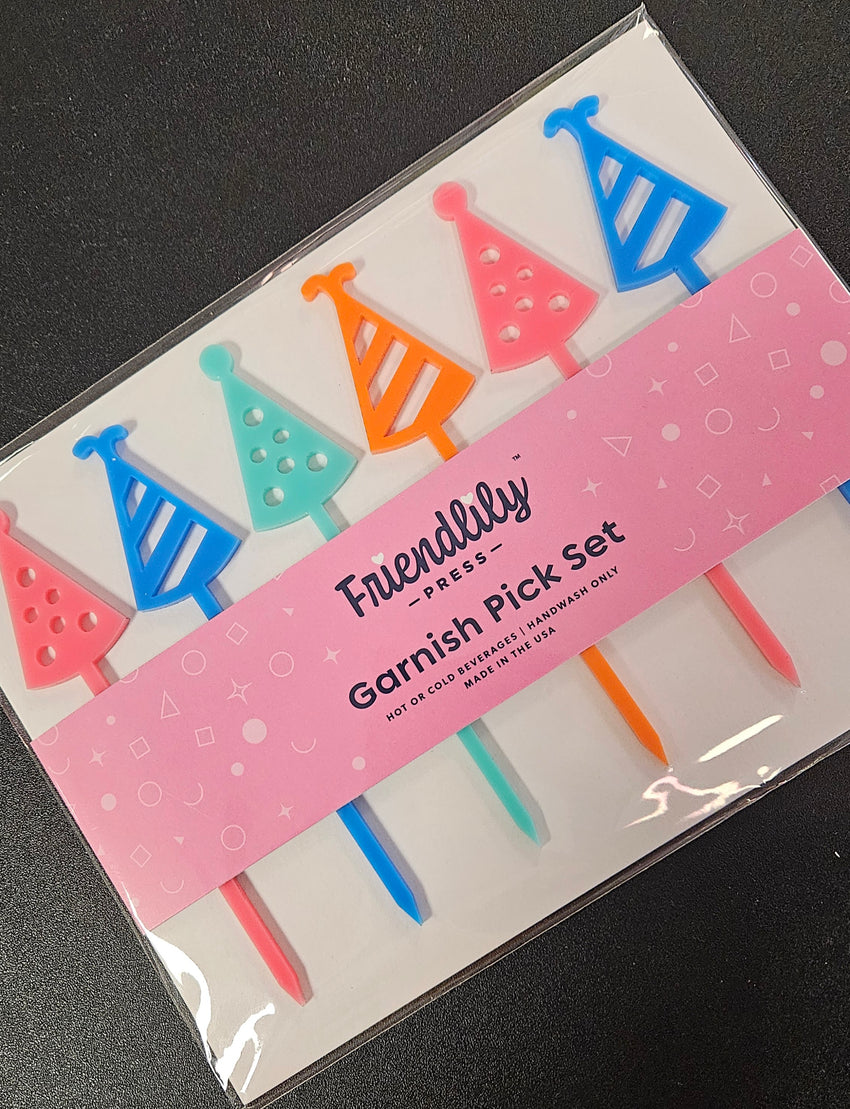 SALE! Birthday Hat Garnish Pick Set for Cocktails or Cupcakes