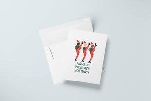 Kick-Ass Holiday Card | Kick line Dancer, Funny Christmas