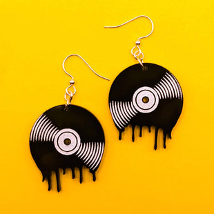 Melted Record Acrylic Statement Earrings