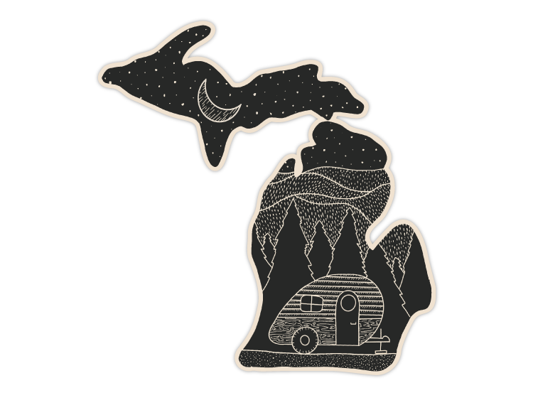Teardrop Camping Michigan Sticker