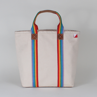 SALE! Rainbow Tote Bag with Leather Bottom