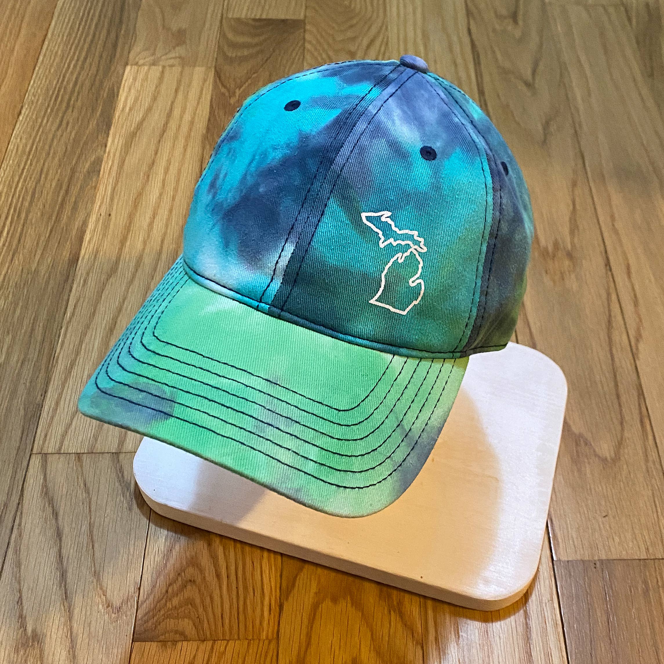 PORTCITEES - Tie dye Michigan summer baseball hat blue green boho unisex
