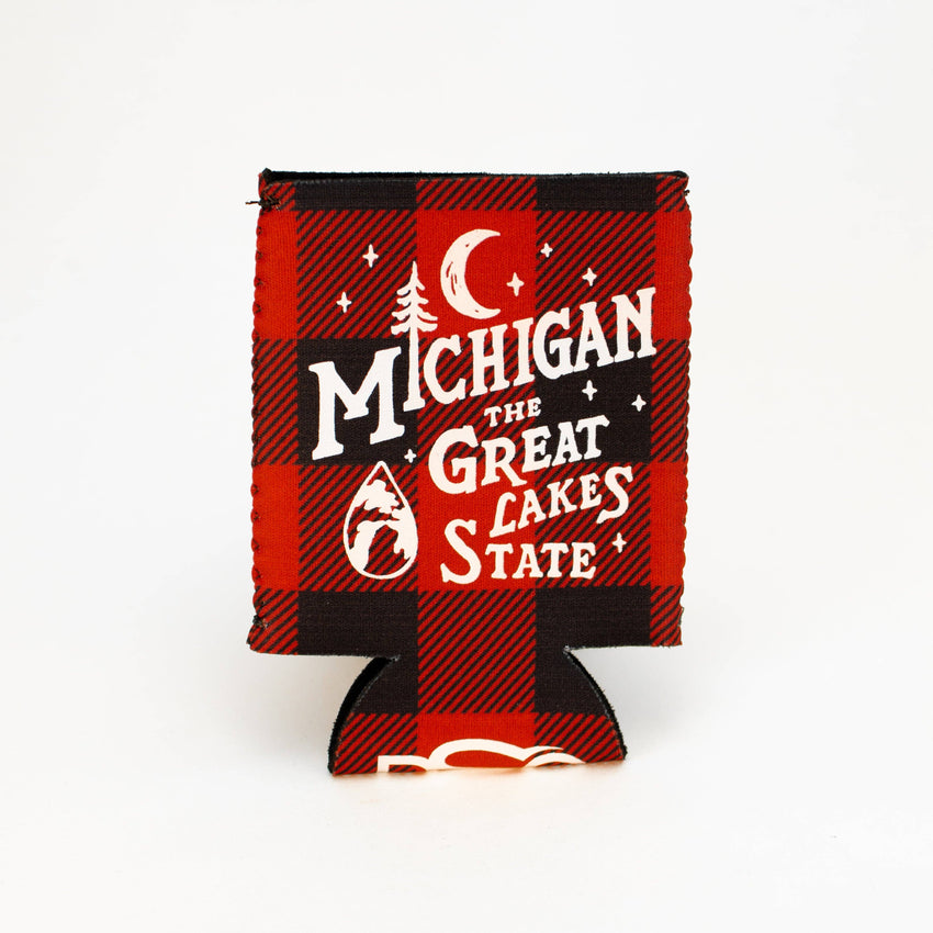 Coozie - Michigan Vintage Font Plaid