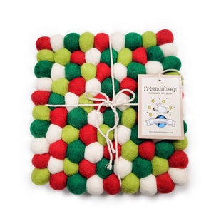 North Pole Eco Square Trivets - Cute green and red holiday trivets!