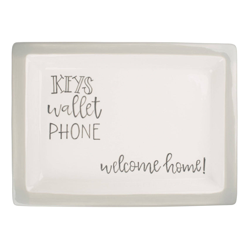 Keys Wallet Phone Trinket Tray - Welcome Home Ceramic Tray