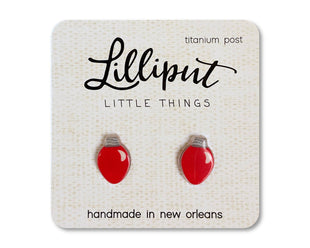 Christmas Light Bulb Earring Studs - RED